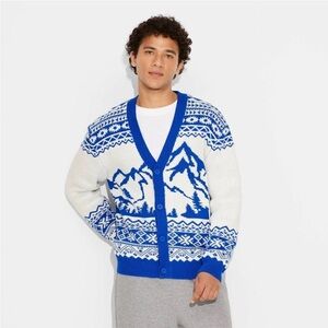 Men's V-Neck Mountain Cardigan - Original Use Cobalt Blue M